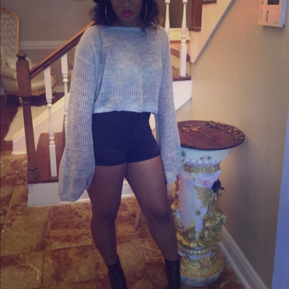 Grey loonngg sleeve cropped sweater - Picture 1 of 3